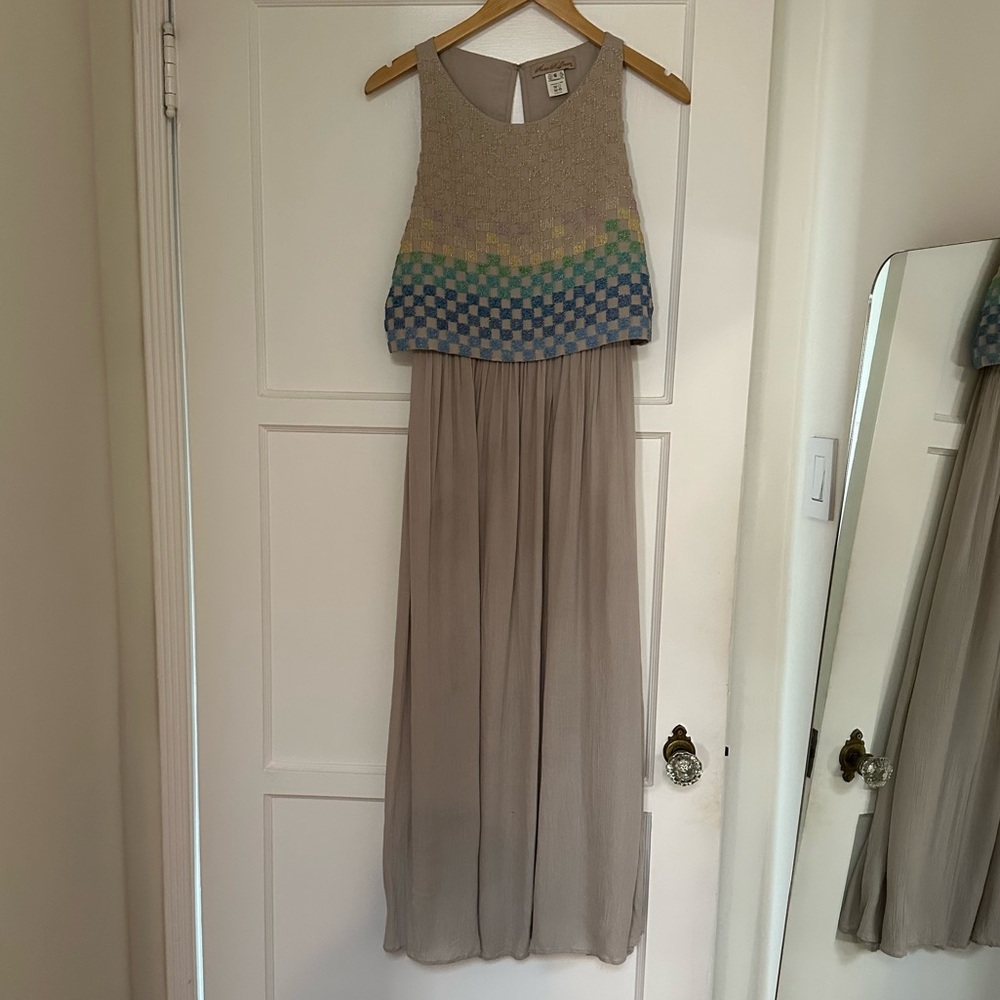 Mara Hoffman Linen Beaded Gown Maxi Dress Rainbow - Picture 3 of 10